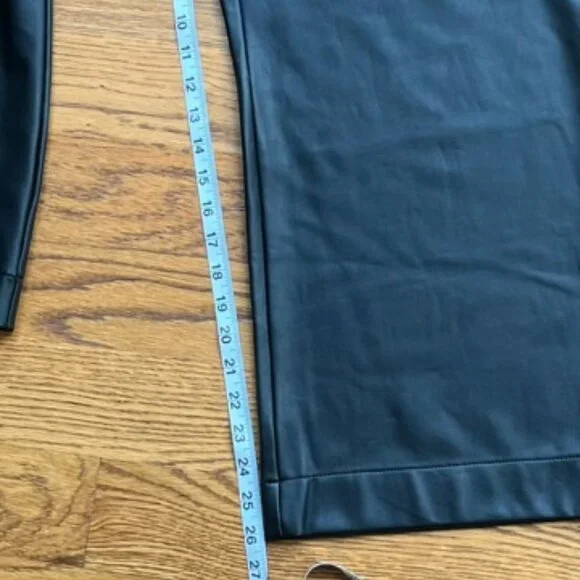 NWT Anthropologie Maeve Black Colettte Faux Leather Crop Pants Women's Size 33 - Picture 3 of 9